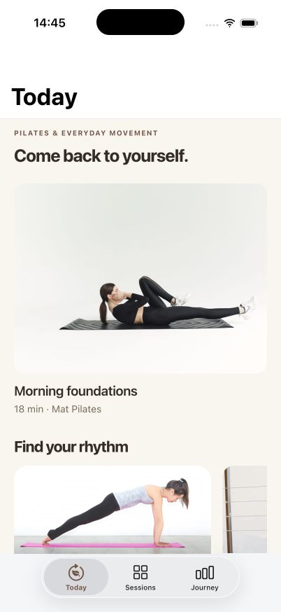 Mova: Pilates sessions, a library and progress
